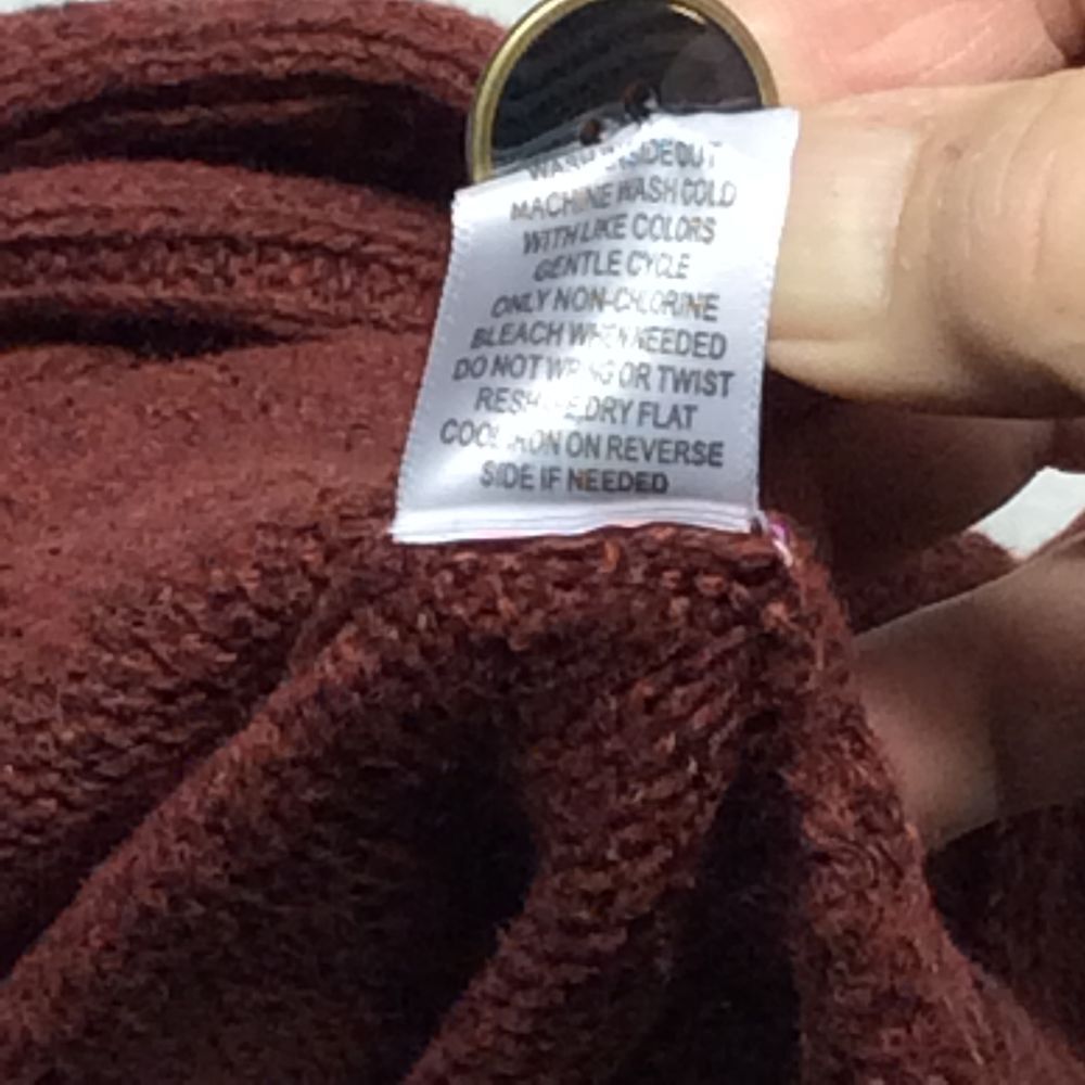 Fortune + Ivy Cardigan Sweater Ribbed Knit Button Detail Rust/Brown Medium - Picture 3 of 5